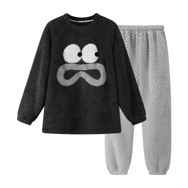 欧诗帛 圆领简约长袖舒适透气长裤睡衣套装 男款 图片色