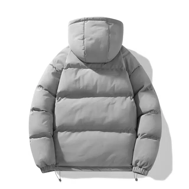 人本 宽松学生基础款百搭连帽保暖御寒舒适棉服 男女同款 灰色