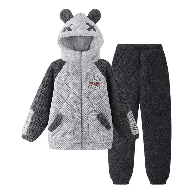 欧诗帛 加厚休闲亲肤长袖长裤家居服睡衣套装 男款 图片色