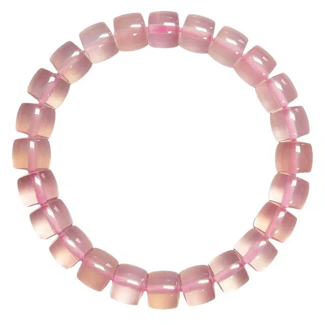 阿梵尼 冰粉晶旺桃花 直切桶形单圈小清新#好运 水晶 手串 女款