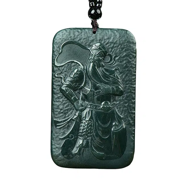 舒杰 国风精雕关公牌 和田玉 青玉 男女同款情侣款