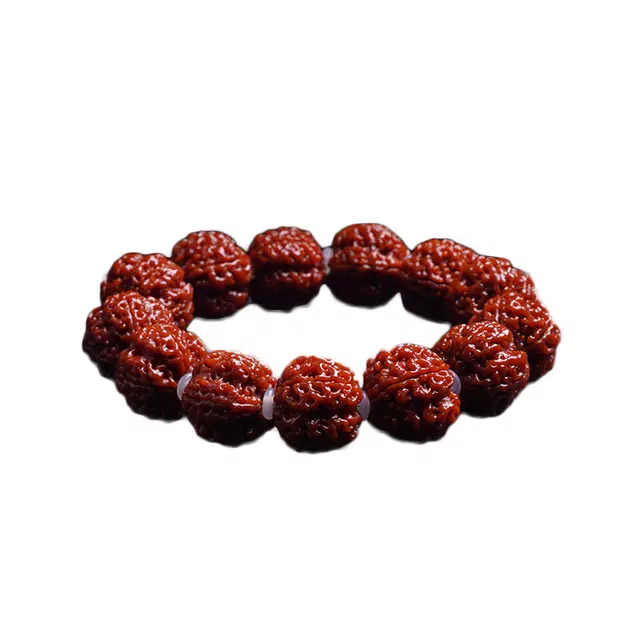 陌阡雪 福气满满 新中式国风潮流五瓣满肉龙纹原籽 文玩佛珠单圈 金刚菩提 手串 男女同款情侣款