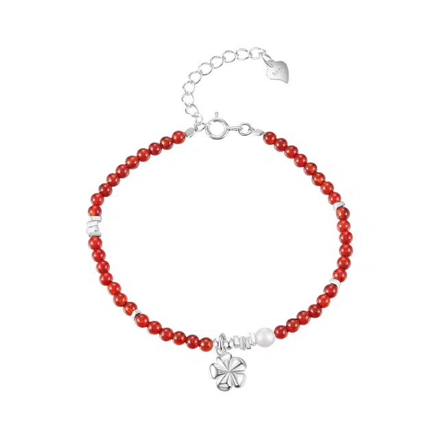 迷颂玛 花朵精致优雅显气质 浪漫小花温柔幸运 日常通勤约会高级#好运 玛瑙 手链 女款