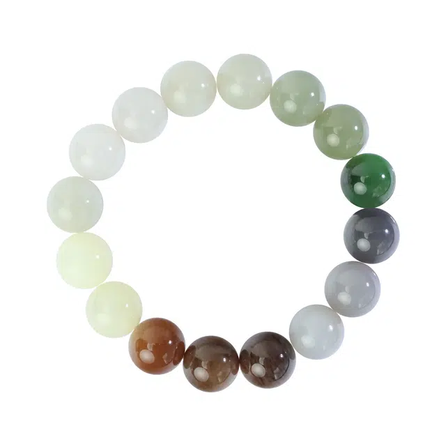 玉见青姐 和田玉烟紫白玉糖玉多宝收珠链古风中式大气轻奢饰品 手串 碧玉 男女同款情侣款