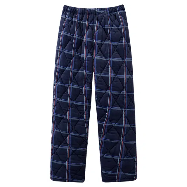 莫代尔 简约韩版经典气质保暖休闲舒适亲肤软糯有口袋加厚不臃肿睡裤 男款 藏青色