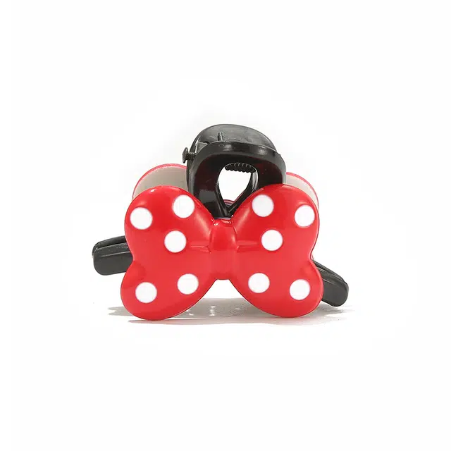 如花梦 红色波点蝴蝶结小号抓夹可爱少女刘海夹 亚克力 发夹 女款