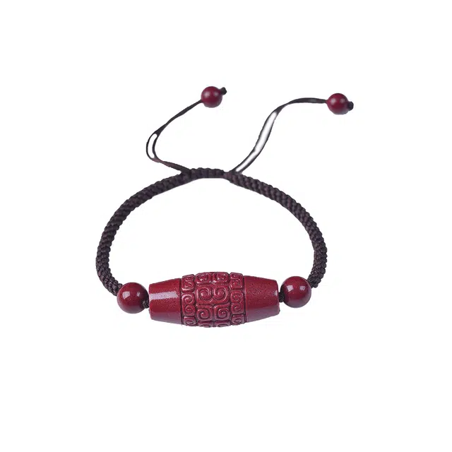 石在行 平安转运纳福 国潮新中式五福临门 回纹珠绳编 朱砂 玉石手链 男女同款情侣款