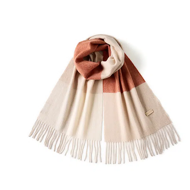 玖慕 加厚保暖格子长辈礼盒 绒线围巾 女款