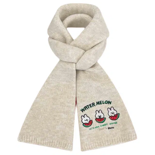 木林森 甜美西瓜兔子保暖防风少女感学生显白休闲简约 针织 绒线围巾 男女同款情侣款