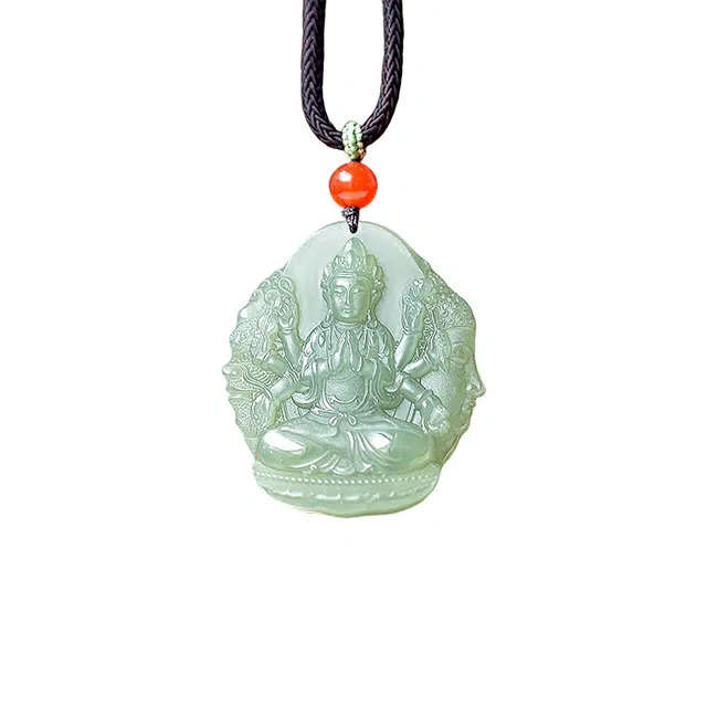 舒杰 生肖守护神千手观音吊坠 和田玉 青白玉 男女同款情侣款
