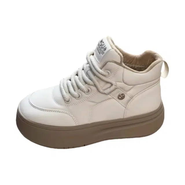 小鹿米利 百搭加绒厚底休闲运动 保暖防滑耐磨 高帮 板鞋 女款