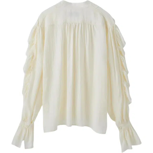 RECTO FW24 OSCARL FLUID SHIRRING BLOUSE CREAM