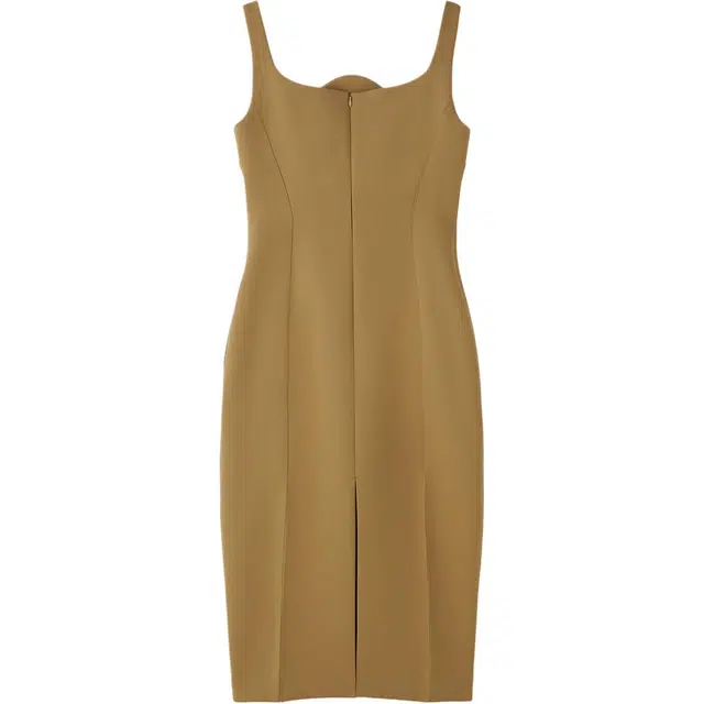 RECTO FW24 RC SIGNATURE CURVED NECK DRESS OCHRE