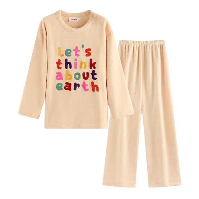 侘町 字母舒适休闲甜美睡衣套装 女款 图色