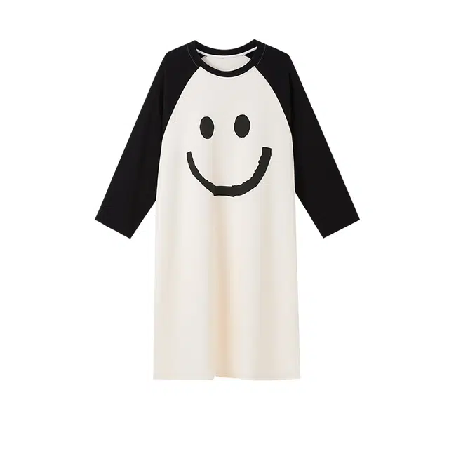 欧诗帛 带胸垫甜美宽松可外穿长袖睡裙 女款 图片色