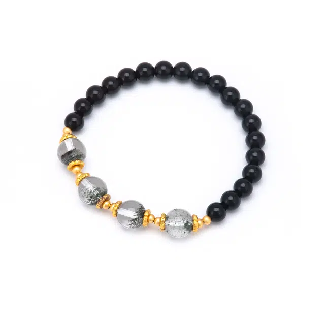 聆听花开 新中式新国风黑耀绿幽灵逆风翻盘串珠 文艺复古小众高级感时尚气质#好运 黑曜石 手串 女款