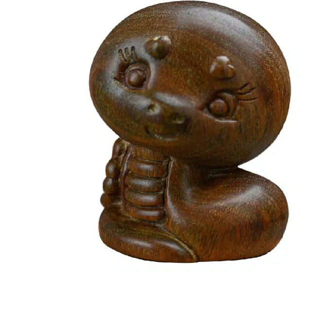 天纵 中式可爱治愈好运文玩吉祥物 爱心眉转运生日送礼 绿檀 摆件 男女同款情侣款