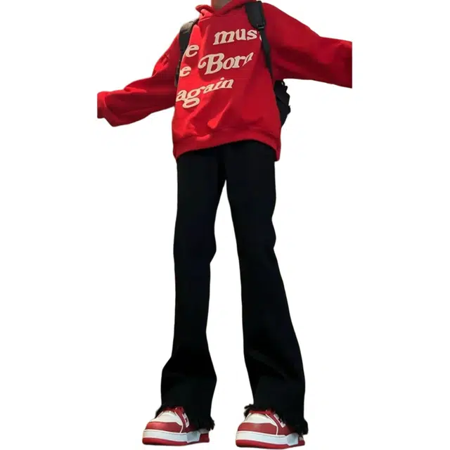 八哥 美式复古高街简约基础款水洗做旧修身纯色微喇百搭弹力软牛仔裤 男女同款 黑色