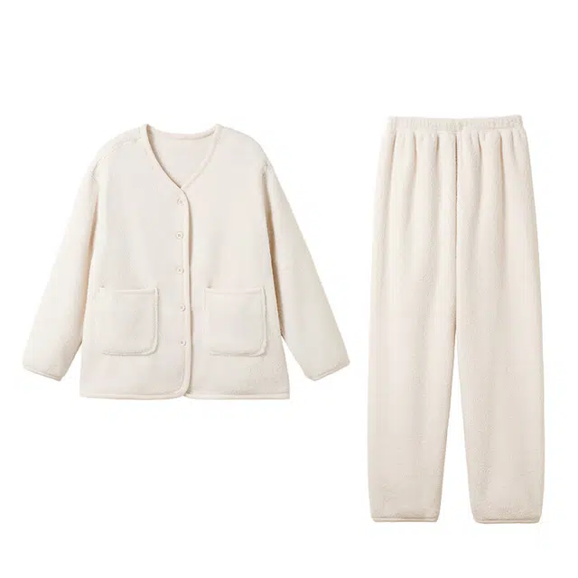 怡吾色 开衫家居服简约纯色可外穿睡衣套装 女款