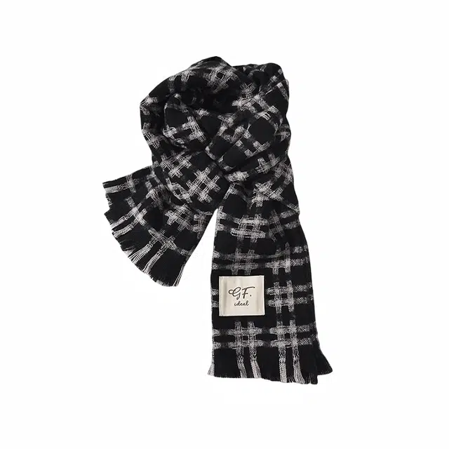 北极绒 配大衣高级感韩版百搭格子软糯加厚保暖氛围感 绒线围巾 男女同款情侣款