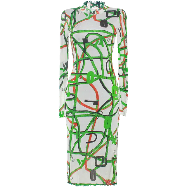 桑罗 简约休闲舒适长袖可外穿睡裙 女款 缠绕印花