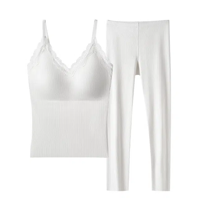 欧迪芬 背心无痕塑性显瘦带胸垫秋衣蓄热锁温保暖套装 女款