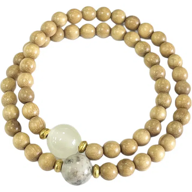 京华录 新中式国潮文玩手持盘玩佛珠双圈叠戴小众设计民族风 淡雅复古高级感考试上岸学业有成#好运 奶香木 手串 男女同款情侣款