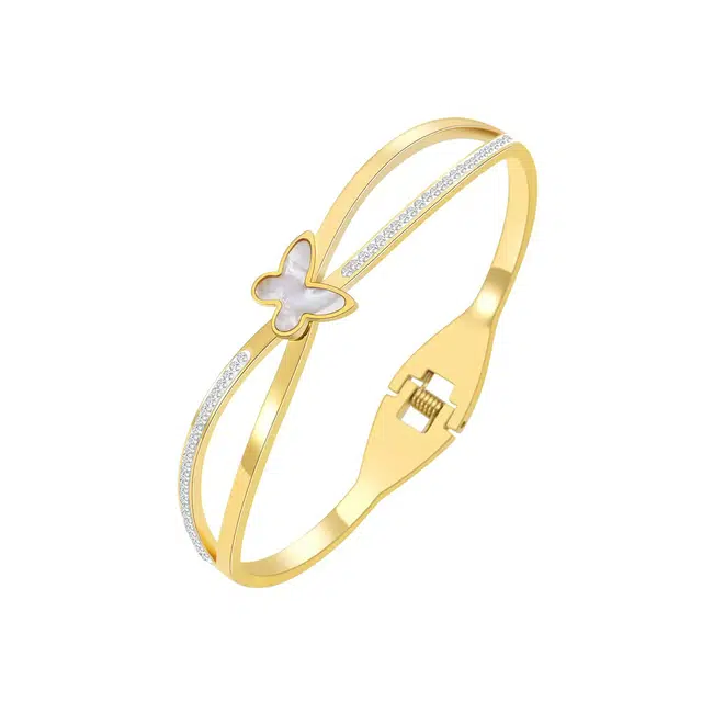 聆听花开 蝴蝶锆石镯子 轻奢小众精致高级感金色高颜值仙女仙气时尚气质百搭配饰新款学院风 钛钢 手镯 女款