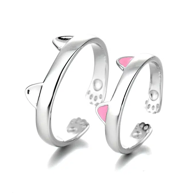 聆听花开 萌萌猫爪 轻撩你心 日韩甜美气质可爱开口戒个性时尚简约 铜 戒指 男女同款情侣款