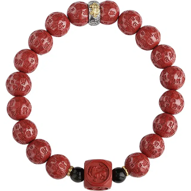 布达拉宫 诸事顺利曜石六字真言转运珠 转运珠本命年前途似锦 朱砂 手串 男女同款情侣款