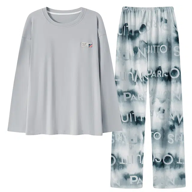 宫蝶 保暖厚款家居服休闲可外穿睡衣套装 男款 灰色