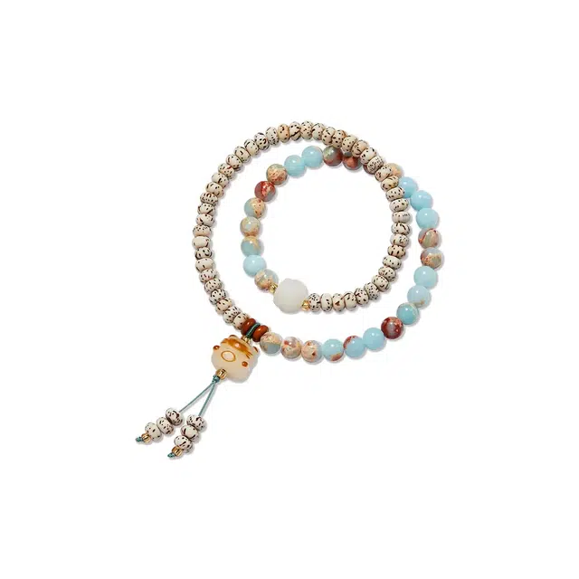 京华录 小众复古民族风小清新招财猫炭烧双圈 文玩串珠 精致优雅简约 平安喜乐 招财转运#好运 星月菩提 手串 男女同款情侣款