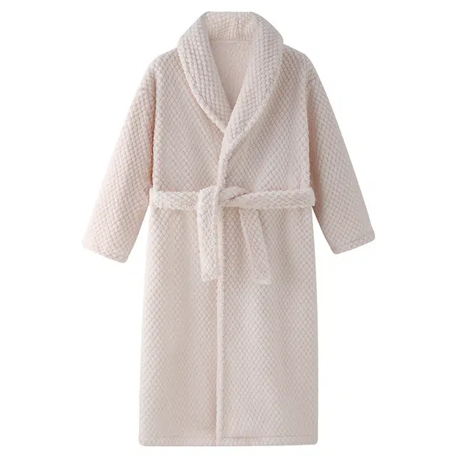 欧诗帛 可爱加绒加厚浴袍系带长袖睡袍 女款 图片色