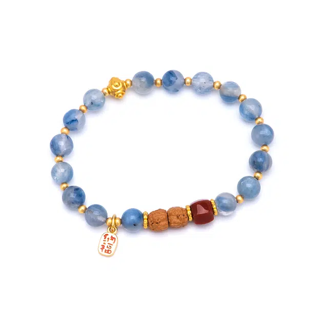 聆听花开 新中式新国风蓝色手饰串珠 文艺小众设计高级感时尚气质锦上添花 时来好运 水晶 手串 女款