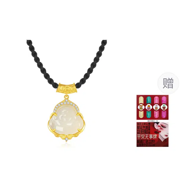 秦福炫 喜乐佛公 前程似锦 新中式国潮复古本命佛锁上岸好运弥勒佛旺事业手工编织绳 好运 玉髓 项链 男女同款情侣款