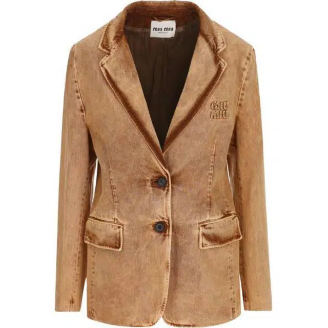 Miu Miu SS23 Washed Denim Jacket Cognac