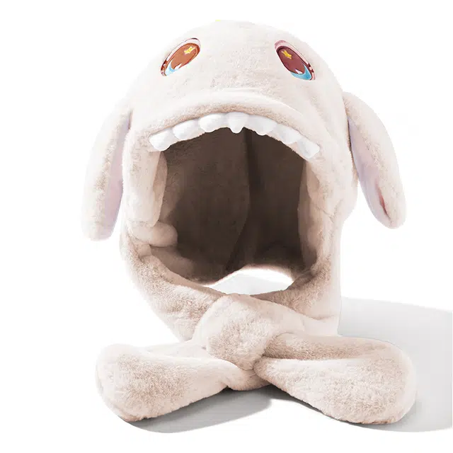 浪莎 冬季可爱恐龙围巾手套一体帽全面防护保暖加绒加厚户外出行防风防寒耳朵可动 聚酯纤维 斗篷帽 儿童款