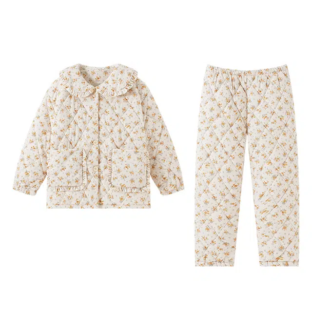 欧诗帛 加厚可外穿三层舒适亲肤休闲睡衣套装 女款 图色