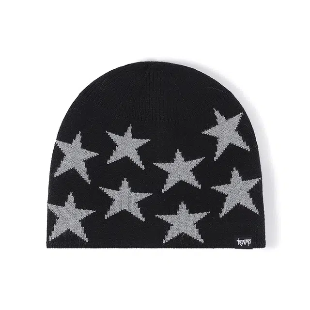 肯默 秋冬保暖 星星针织帽 内里加绒 自适应调节头围 腈纶 绒线帽 男女同款情侣款