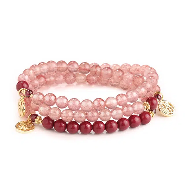 银千惠 新中式镂空福牌流苏平安纳福串珠 国风诸事顺利莓烦恼桃花旺叠戴 小众暴富暴瘦首饰 好运 水晶 手串 女款