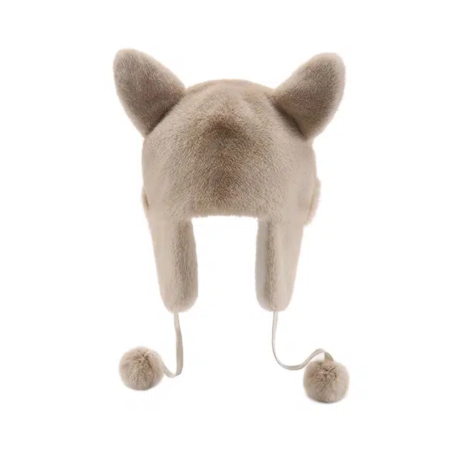 浪莎 超可爱兔耳毛绒帽女生秋冬季加绒加厚保暖骑车护耳套头帽毛绒绒雷锋帽 涤纶 雷锋帽 女款