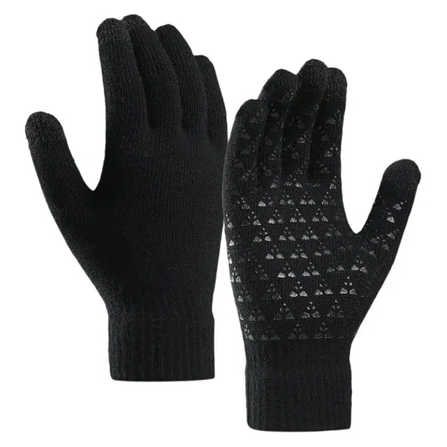 木林森 秋冬季保暖游戏触屏骑车休闲简约 腈纶 毛线手套 男女同款情侣款