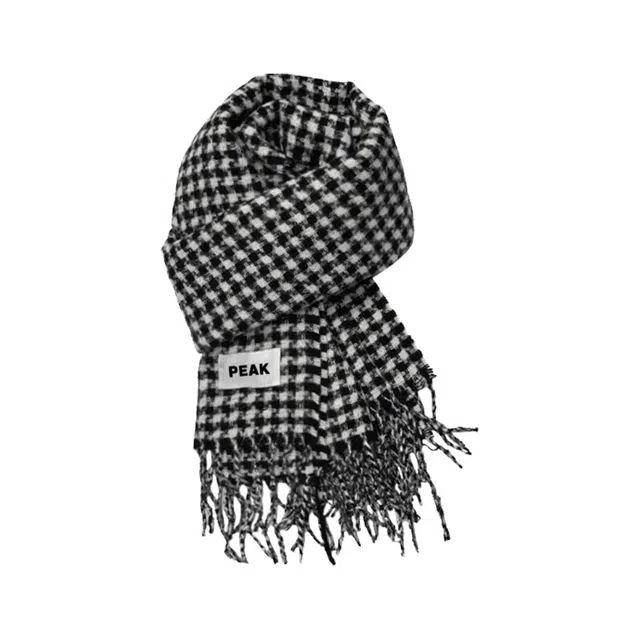 匹克 冬季日韩系百搭格子保暖加厚围脖学生潮高级感披肩两用 聚酯纤维 绒线围巾 男女同款情侣款