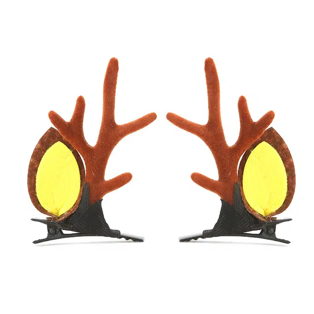 如花梦 圣诞头饰森系麋鹿 可爱鹿角耳朵发卡拍照道具装饰饰品小夹子发饰 合金 植绒 发夹 女款