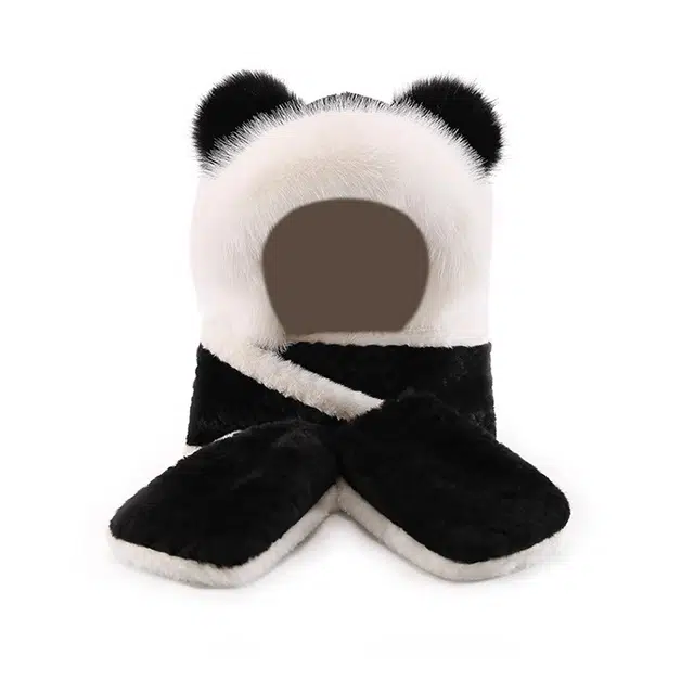 浪莎 超保暖可爱小熊帽子女生秋冬季早八通勤骑车防寒护耳帽子围巾手套一体三件套雷锋帽 涤纶 雷锋帽 女款