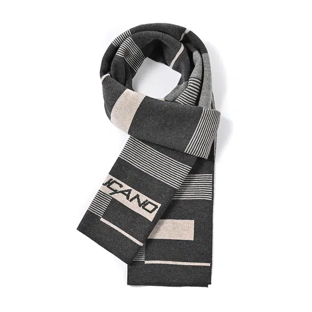 啄木鸟 秋冬季时尚英伦风拼色格子加厚保暖双面条纹针织 羊毛 绒线围巾 男女同款情侣款