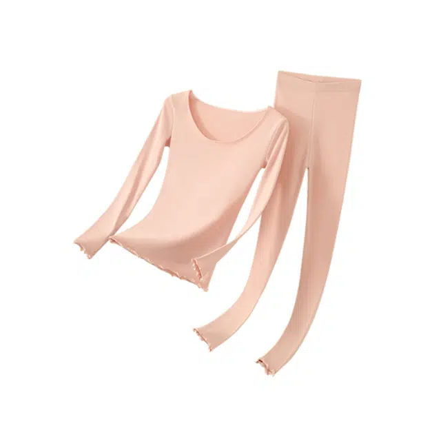 雅鹿 秋衣秋裤棉毛衫打底衫线衣线裤纯色保暖套装 女款