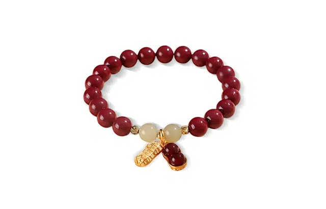 尚银福 好事花生 轻奢国潮复古转运珠纳福百搭高级感手饰 小众文艺民族风 好运 再造辰砂朱砂 手串 女款