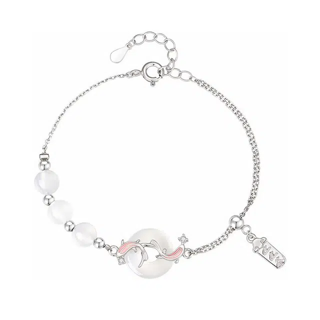 阡陌 锦鲤平安扣 新中式国风国潮 上岸锦鲤万事顺遂#好运 女友考研考公转运锦鲤手环礼盒 玉髓 手链 女款