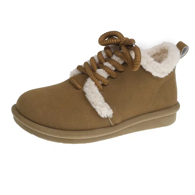 小鹿米利 保暖 加绒复古磨砂厚底时尚百搭 短筒 雪地靴 女款